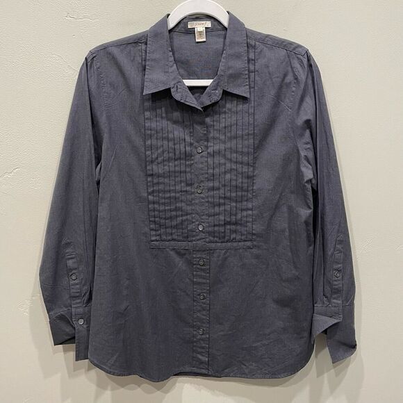 J.Crew Women’s Dark Charcoal Gray Button Up Blouse - Size: 8 - Picture 1 of 10